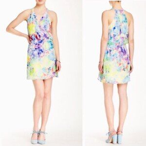 Parker Kita Arcadia Watercolor Surplice Mini Dress M